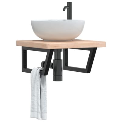 vidaXL - Badkamer - wandschap - staal - en - massief - eikenhout