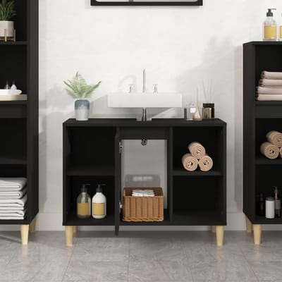 vidaXL - Wastafelkast - 80x33x60 - cm - bewerkt - hout - zwart