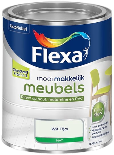 Flexa - Mooi Makkelijk Meubels Mat - Wit Tijm - Mengverf - 750 Ml