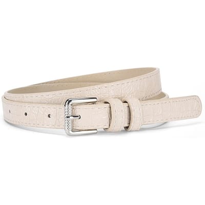 Zilveren Gesp Dunne Riem Damesmode Casual Jurk Jeans Accessoires Blauwe Riem Meisjes PU Leer Zwarte Tailleband 105CM beige