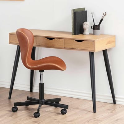 Sidetable/bureau Jupiter 110 Cm 3 Lades - Wilde Eik/zwart - Actona - Secretaire - Bruin; Zwart - MDF