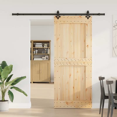 vidaXL - Schuifdeur - NARVIK - Naturel - en - Zwart - 95 - x - 210 - cm - (213,5 - cm)