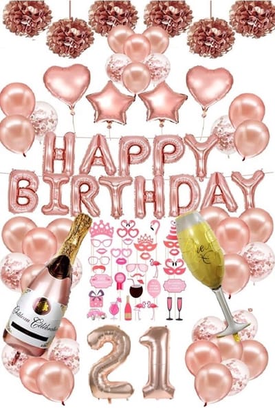 FeestmetJoep® 21 jaar verjaardag versiering & ballonnen - Rose goud