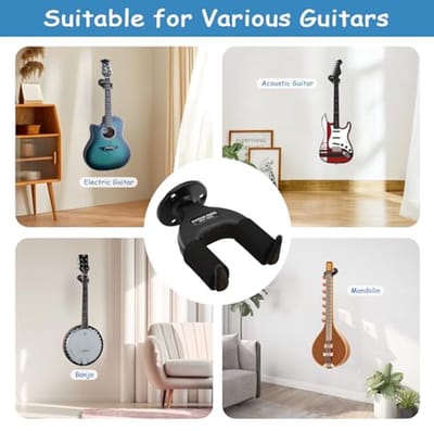 Hanger voor gitaar en muziekinstrumenten met automatische vergrendeling