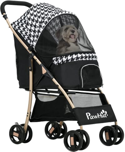 Roossentials hondenwagen - Hondenbuggy - Huisdierbuggy - Hondenbox - Transporttas voor honden, katten en huisdieren - Met gaas raam