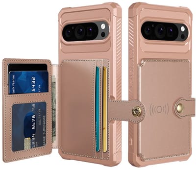 Portemonnee Hoesje Geschikt voor Google Pixel 10 / 10 Pro - Back Cover met Pasjeshouder - Telefoonhoesje voor Pinpas - Kaarthouder op Achterkant - Case met Magneet Roze