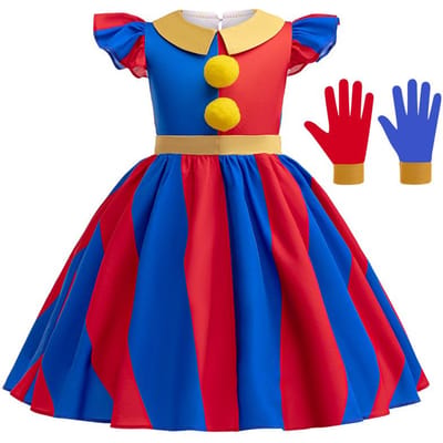 Anime Pomni The Amazing Digital Circus Cosplay Kostuum Jumpsuit Halloween Pak Purim Kostuum Cartoon Cosplay 4T(110) red