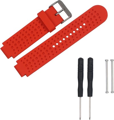 Siliconen bandje - geschikt voor Garmin Forerunner 220 / 230 / 235 / 620 / 630 / 735XT / Approach S20 / S5 / S6 - rood