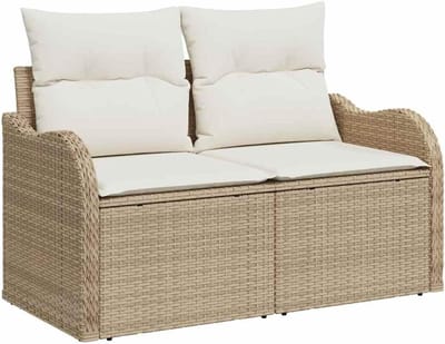 Tuinbank Poly Rattan - Modulaire Bank - Ontspannen Buiten - UV-bestendig Materiaal - 121x62x69cm - Beige