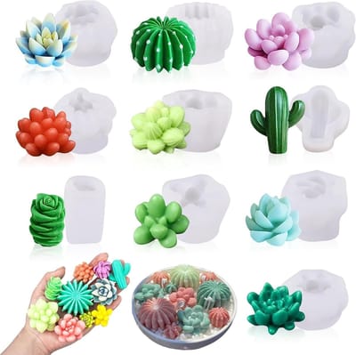 10 Silicone Mallen voor Succulenten, Cactus en Kaarsen - Perfect voor Aromatherapie en Epoxy Resin Creaties