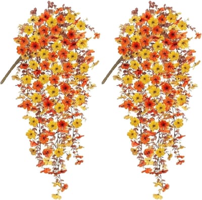 Herfsthangende Mand met Gele Kunstbloemen - 75 cm PVC Nepplanten voor Binnen en Buiten, Tuin en Halloween Decoratie
