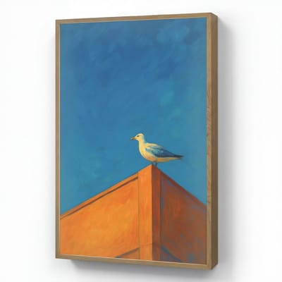 Wandlamp 60x90 cm - Oplaadbaar - Meeuw - Gebouw - Lucht - Geschilderd - Wandlampen binnen woonkamer - Slaapkamer lamp - Decoratieve nachtlamp - Vloerlamp draadloos