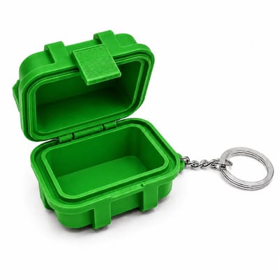 Mini Rugged Box Sleutelhanger – Waterdichte Hardcase Opbergdoos 6 × 5 × 4 cm – Pocket Organizer voor Sleutels, Geld, Pillen en SD-Kaarten – Groen