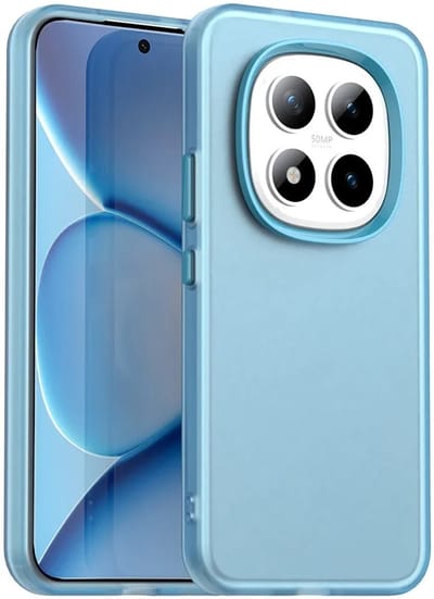 Hoesje geschikt voor Xiaomi Redmi Note 15 Pro Plus / Xiaomi Poco M8 Pro - Phonesta HardFrost Semi-Transparante Back Cover - Mat Blauw