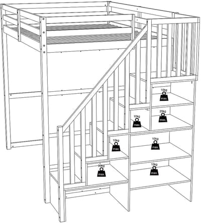 Vente-unique Hoogslaper hout wit 140 x 190 cm