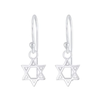 Joy|S - Zilveren ster oorbellen - hexagram oorhangers