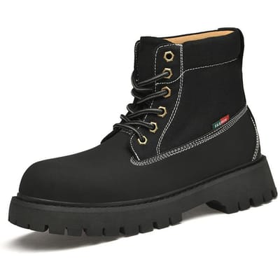 Herfst en Winter Nieuwe Heren Hoge Werklaarzen Werker Laarzen Heren Leer Outdoor Vrije Tijd Korte Woestijnlaarzen 45 black