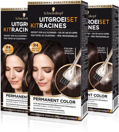 Schwarzkopf Uitgroeiset - Haarverf - Donkerbruin Haarkleuring - Grijsdekking - Voordeelverpakking - 3 stuks