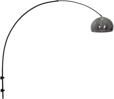 Zwarte boog wandlamp Sparkled Light 8196ZW met grijs kunststof bol kap 38 cm - Steinhauer, modern klassiek, draaibaar, uitschuifbaar en kantelbaar, voor binnengebruik