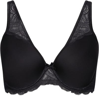 Ulla Popken - Dames - spacerbeha Zoe beugelbeha met cups kant - Zwart - Maat 110D