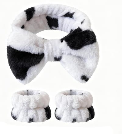 Pluche Kawaii Print Haarband voor Make-up Verwijdering en Gezichtsreiniging, Creatieve Haaraccessoires voor Dames en Meisjes, Ideaal voor Douche en Spa