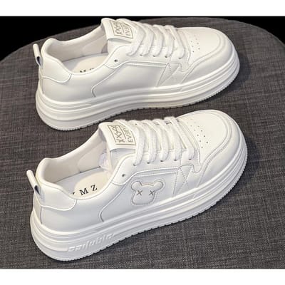 Leren Platform Witte Schoenen Dames Lente en Herfst Nieuwe Veelzijdige Casual Sportschoenen Board Schoenen Zomer Ademende Damesschoenen 40 gray