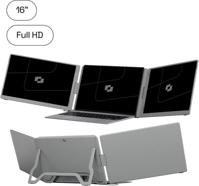Screenmate® OneCable Portable Monitor 16” - Draagbare Monitor met Beschermhoes - Extra Scherm Laptop - Draagbaar Beeldscherm - Grijs