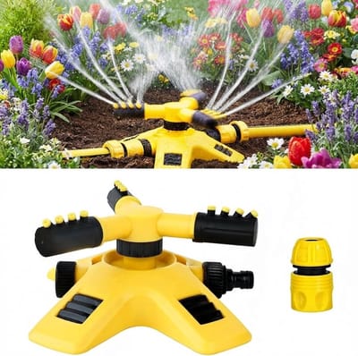 Livatto Tuinsproeier 360° met 3 Verstelbare Draaibare Armen, Automatische Gazonsproeier voor Gazon, Planten, Bloemen en Groenten