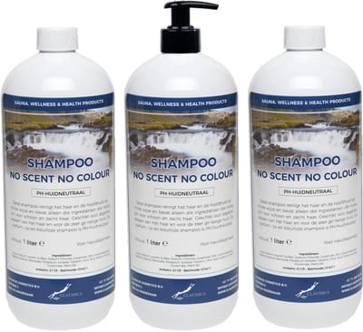 Shampoo No Scent No Colour - 1 Liter - met gratis pomp - set van 3 stuks - Voordeelverpakking - Haarverzorging