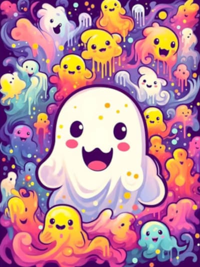 Diamond painting Halloween schattige spookjes 30x40cm vierkante steentjes