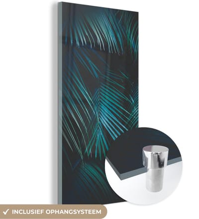 MuchoWow® Glasschilderij 20x40 cm - Schilderij acrylglas - Palm - Palmboom - Tropisch - Foto op glas - Schilderijen