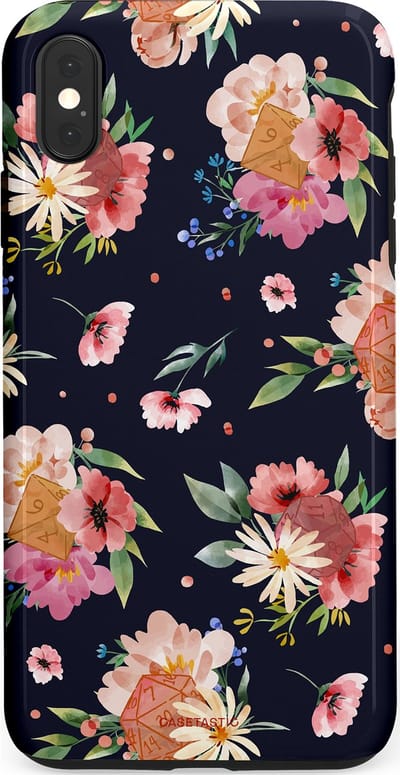 Casetastic Hoesje Geschikt voor Apple iPhone Xs Max - Stijlvolle Beschermende Duo-layer Case - Bloemenkracht met D20