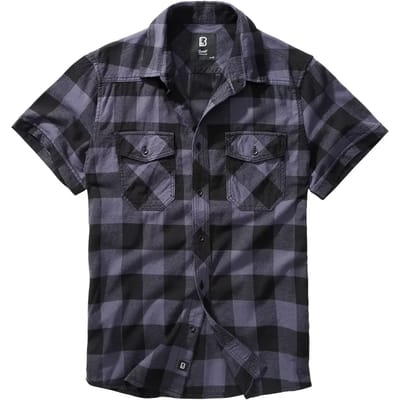 Brandit Shirt met korte mouwen - Checkshirt halfsleeve - M tot 5XL - voor Mannen - zwart-grijs