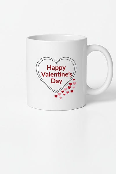Valentijn Mok Happy Valentine's Day Hartjes Design - Romantisch Cadeau