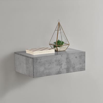 Wandplank met lade zwevend 46x30x15 cm betonkleurig