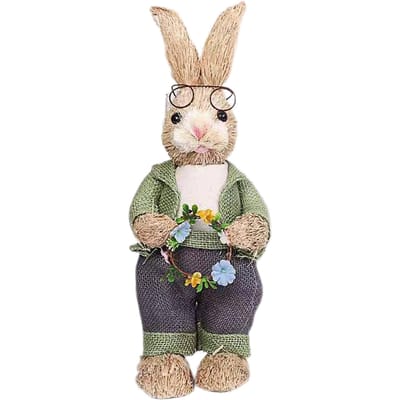 Kunstmatige Gesimuleerd Stro Konijn Schattige Pasen Stro Konijn Figuurtjes Paashaas Requisieten Huis beige