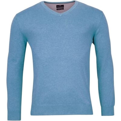 Baileys Trui V-Neck Single Knit Uni Pima Cotton Midden Blauw / male
