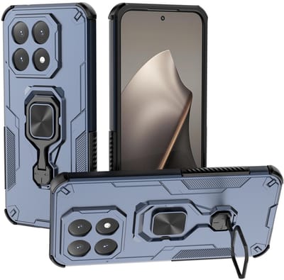 MobyDefend Hoesje - Geschikt voor Xiaomi 15T - Dubbelgelaagde Pantsercase Met Standaard - Blauw