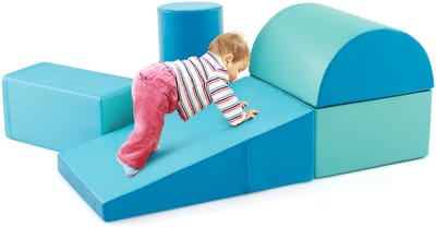 COSTWAY 5-delige schuimbouwstenen, reuzenbouwstenen om te ravotten en te klimmen, zachte schuimbouwstenen, grote bouwstenen meerkleurig, bouwblokken voor baby's en peuters