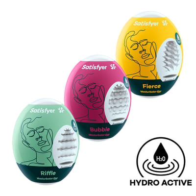 Satisfyer Masturbator Egg, verschillende structuren, hydro-actief TPE, geen glijmiddel nodig, voor eenmalig gebruik