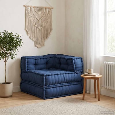 vidaXL - Modulebankeenheid - Stof - Indigo - 70 - x - 70 - x - 56 - cm