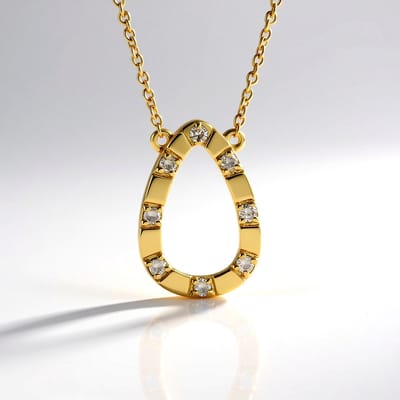 Cavill - 925 Sterling Zilver Vergulde Halsketting - 0,108 ct Champagne I2 Diamant - Elegante Afrikaanse Ronde Briljant Druppelhanger - Tijdloos & Fijn