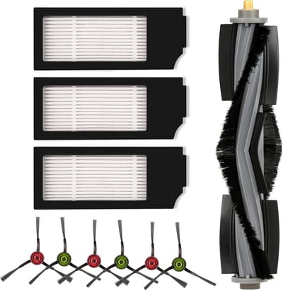 (10 stuks) vervangende onderdelen geschikt voor ECOVACS DEEBOT DEEBOT X1 OMNI X1 PRO OMNI X1 OMNI T10 OMNI robotstofzuiger accessoireset, 1 rolborstel, 3 HEPA-filters, 6 zijborstels