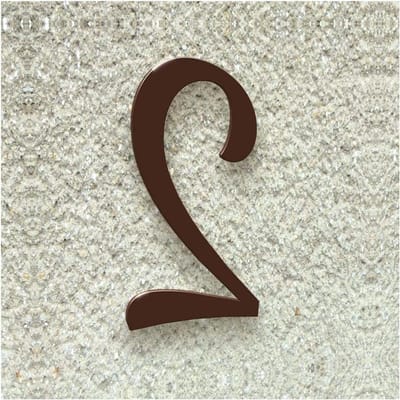 Huisnummer 2 - Nummerbord - Huis Herkenning - Roestvrij Staal - 20 cm - Mahoniebruin