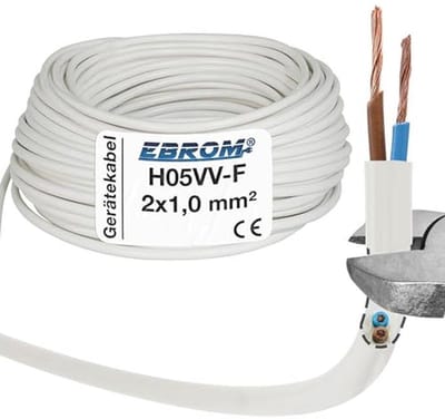 Kunststof slangleiding rond LED-kabel H05VV-F 2x1mm2 - Beschikbaar in verschillende lengtes tot 100 meter