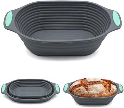 Dailygoods- Rijsmandjes Ovaal - Opvouwbaar - Siliconen - Broodrijsmandjes - Voor Beginnende/Ervaren Bakkers - Perfect voor Deegrijzen - Broodmand
