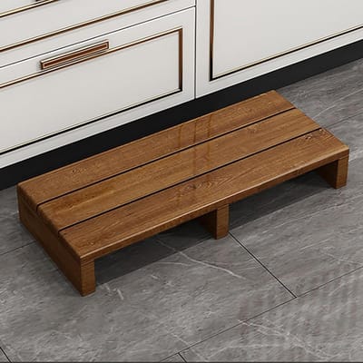 Houten opstapje - Voetenbankje - Veilig opstappen - Massief dennenhout - 60x40cm 15cm hoog - Bruin