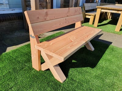 Tuinbank met houten x-poot- Douglas hout- gemonteerd geleverd- 160 lang