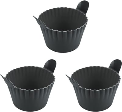 Silicone Egg Poacher Cups Serie - Eivormpjes voor Airfryer & Magnetron - 3 Stuks - Zwart Siliconen - BPA-vrij