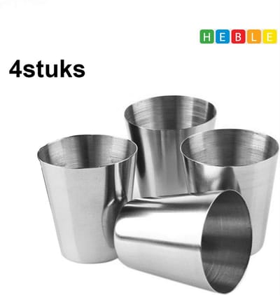 Professionele Bar Shotglazen - RVS - 4 Stuks - Voor Shotjes - Borrels - Feesten van Heble®